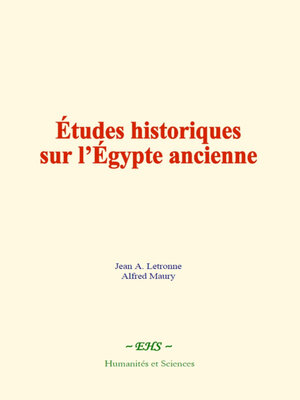 cover image of Études historiques sur l'Égypte ancienne